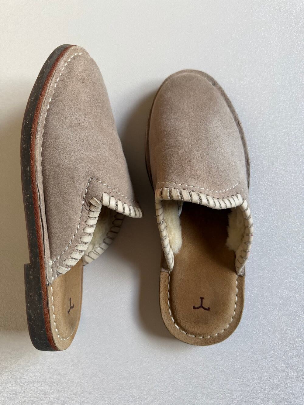 Tecovas Women's Tan/Cream The Olivia Suede Western-Routed Slipper Mules Size 7B